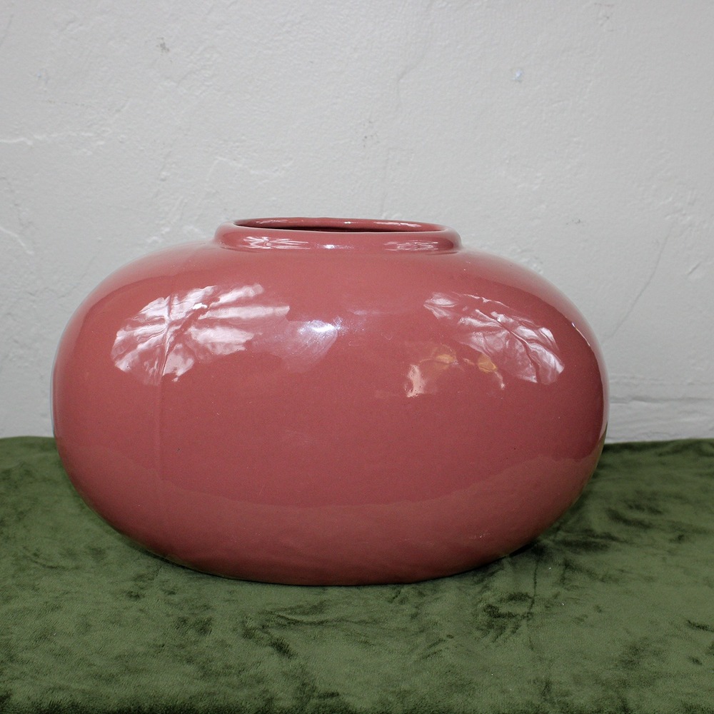 Vintage Haeger 80's Mauve Glazed Pink Oval Large Ceramic Vase #4317 USA